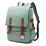 Mancio Vintage Laptop Backpack with USB Charging Port, Slim Tear Resistant Business Backpack for Travelling, College, Casual Daypacks for Men,Women, Fits up to 15.6Inch Notebook, Green