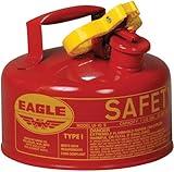 Eagle 1 Gallon Type I Red Safety Gas Can for Gasoline with Flame Arrester and Self-Closing Lid, Made in the USA, Galvanized Steel Flammable Storage Can, UI10S