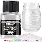 NiHome Edible Food-Grade Glimmer Powder Glitter Luster Dust Metallic Food Decorating Sprinkle Glimmery Dust for Drink Wine Beverage Cake Candy Dessert Bakery Restaurant Vegan (0.18oz/5g, White)