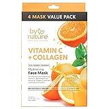 4pk Vitamin C + Collagen Hydrating Face Masks - Premium Face Mask Skin Care That Leaves Skin Replenished & Radiant - Moisturizing, Nutrient-Rich Sheet Masks for Face Promoting Elasticity & Firmness