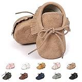 Baby Loafers Boys Girls Infant Shoes Soft Sole Tassels Moccasins Anti-Slip Crib Shoes(0-6 Months M US Infant,A-Khaki)