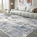 TARANCH Washable Rug 10x12 Area Rugs for Living Room: Modern Abstract Neutral Soft Carpet for Bedroom Dining Room Under Kitchen Table Home Office Decor - Blue Grey