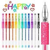 Stocking Stuffers for Kids Teens, 12-Color Scented Glitter Gel Pens, Cute Coloring Pens, Colored Marker Pen Set Fun Stationary, Art Scrapbook Journaling Supplies, Christmas Gifts for Adults Kids