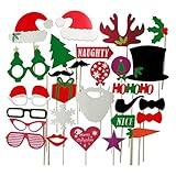 BinaryABC Christmas Party Photo Booth Props for Party Decoration (28PCS)