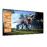 Projector Screen, 100 - inch White Soft Projection Screen for Indoor and Outdoor Use, 4K HD 16:9 Ratio, with 6 Holes and Hooks for Easy Installation