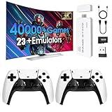 2025New Retro Game Console,40000+Games and 23 Emulators, with Dual 2.4G Wireless Controllers, Plug and play 4K HD HDMI TV Game Stick White (128GB)