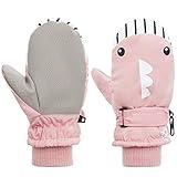 American Trends Toddler Winter Mittens Waterproof Boy Ski Gloves Warm Fleece Snow Mitten for Baby Boy Girl Cold Weather Whale Pink S(Fits 2-4 years)