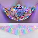 Unicorn Castle Stuffed Animals Net or Hammock Kids Toy Storage Organizer with LED Light Hanging Corner Stuffed Animals Holder Kids Girls Room Decor (Pack of 1)