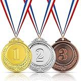 3 Pieces Number Medals, Gold Silver Bronze Award Medals with Ribbon Winner Awards 1st 2nd 3rd Metal Medals for Children, Olympic Style Winner Medals for Sports Day Prizes Party Favours Office Games