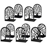 EOOUT Bookends for Shelves Decorative, 5 Pairs of Tree Bookends Supports, Black Metal Book Stoppers for Heavy Books, Heavy Duty Book Ends for Home Office School.