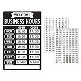 Business Hours Sign,Opening Hour Sign Kit,Changeable Store Hours Sign,Hours Signs for Business,Open Sign with Hours,Ideal Signs for Any Business,Store or Office（Black,8”x 12”-PVC ）