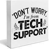 Wood Box Sign Bookshelf Wooden Box Sign Gift For Computer Programmer Funny Office Sign Office Tech Support Sign Office Decorations Cubicle Desk Accessories Supplies 5X5Inch
