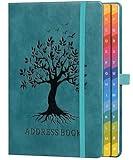 ZXHQ Address Book with Colorful Alphabetical Tabs (8.4" x 5.8") - Address Books for Seniors Hardcover Telephone and Contact Organizer, with Space for Important Website Passwords - Seagreen