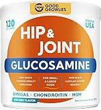 GOODGROWLIES Mobility Glucosamine Treats for Dogs - Advanced Hip & Joint Supplement w/Omega-3, Chondroitin, MSM - Made in USA - Joint Pain Relief - Hip & Joint Care - 120ct