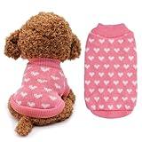 Valentine's Day Pink Heart Pet Sweater for Dogs - Cozy Knitted Small to Medium Dog Sweaters, Adorable Puppy Cat Dogs Sweater with Love Pattern, Perfect for Cold Weather and Celebrating Love