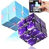 BUNMO Infinity Cube Fidget Toy - Stocking Stuffers for Teens - Teen Boy Toys - Fidgets for Adults - Quiet Folding Desk Fidget with Smooth Hinges, Durable ABS - 2 Pack Plastic