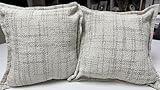 AELS 16x16 Decorative Chenille Farmhouse Throw Pillow Covers, Woven Pillow Case, Set of 2, Boho Textured Cushion Cover for Sofa Couch Living Room (Cover ONLY), Beige