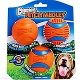 Chuckit! Gen 3 Fetch Medley Dog Balls - Includes the High-Bounce Fetch Ball, Floating Ultra Ball, and Rugged Ball - Durable Rubber Toys for Dogs 20-60 lbs - Size Medium - 2.5-inch Diameter - Set of 3