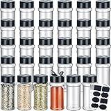 Eccliy 36 Pack 3 oz Clear Plastic Spice Jars with Label and Shaker Lids Empty Spice Bottles Seasoning Containers Seasoning Jars Shaker Condiment Pots for Pepper Herbs Powders(Black)