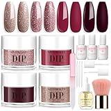 AZUREBEAUTY Dip Powder Nail Kit 28g/1Oz Glitter Pink with Nourishing Hand Cream Hand Scrub Cuticle Oil Dipping Liquid Set Top/Base Coat Activator for Holidays Gift Set
