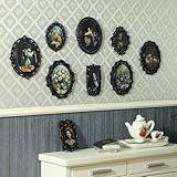 iLAND 1/12 Scale Accessories of Tiny Frames 7pcs with 14 Miniature Pictures Set for Dollhouse Miniatures Décor Also Elf Accessories Classic & Exquisite (Black Tiny Frame Art)