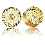 LADEMAYH 2Pcs Star Design Plug Ear Gauges for Men, Gold Screw Back 00 Gauge Gauges for Ears, Women's Body Piercing Tunnels Stainless Steel 316L Gauge Earrings,Star Gold,10mm=00g
