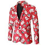 DSODAN Christmas Blazer for Mens,Ugly Xmas Santa Claus Snowflake Print Tuxedo Suit Jacket One Button Lapel Party Blazers Late Fall Winter Autumn Christmas Back to School University College Overcoat