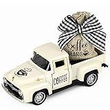 Coffee Decor for Coffee Bar Metal Truck with Coffee Beans Burlap Sack Vintage Pickup Mini Diecast Truck for Farmhouse Coffee Station Home Coffee Bar Tabletop Decorations