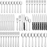 HIWARE 48-Piece Silverware Set with Steak Knives for 8, 18/8 Stainless Steel Flatware Cutlery Set For Home Kitchen Restaurant Hotel, Kitchen Utensils Set, Mirror Polished, Dishwasher Safe