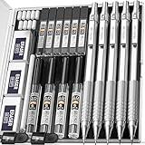 Nicpro 22PCS Metal Mechanical Pencil Set in Case, Art Drafting Pencil 0.5, 0.7, 0.9 mm & 2 PCS 2mm Graphite Lead Holder(4B 2B HB 2H) for Drawing Writing Sketching With 10 Tube Lead Refills Erasers