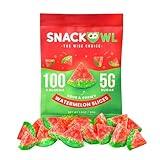 Snack Owl Vegan Sour Gummy Candy – Gluten Free, Low Calorie Candy - Guilt Free & Delicious Healthy Gummy Snacks - (Watermelon Slices)