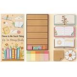 B1ykin Sticky Notes Set - Cartoon Theme Cute Self-Stick Notes Pad Teacher Appreciation Gifts, Self-Adhesive Writing Memo Pages Sticky to Do Notepad for Kids Employee School Office (Book Lovers)