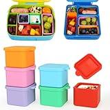 Biottro Silicone Salad Dressing Container To Go 6PCS Reusable Snack Container with Lids Food Storage for Sauce Condiment Soup Yogurt Leak-Proof - Mini Size - 2 oz (Square)
