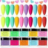 10 Colors Dip Powder Set, Neon Spring Summer Hot Pink Yellow Orange Blue Green Dipping Powder Color Set, Glossy Nail Art Manicure DIY Salon Home Gift for Ladies (YYDIP-10pcs-01)