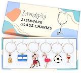 Argentina Wine Charms, Argentinian Gift, Set of 6 Include: Guitar, Flamingo, Argentina Flag, Tango Dancers, Soccer Ball, and Wine Glass, Christmas Gift Idea for Argentinians