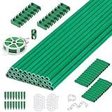 Cludoo 94PCS Garden Stakes Set with 30 Sets Fiberglass Plant Stakes Sticks Supports and Accessories, DIY 4ft 5ft 6ft 7ft Tomato Stakes for Tomato,Vegetables, Pepper, Fences Indoor Outdoor Plants