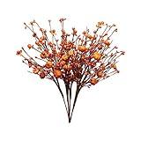 VioletEverGarden 6Pcs Artificial Fall Berry Stems, Orange Pumpkin Picks Floral with Berry Fall Picks for Floral Arrangements, for Autumn Thanksgiving Home Table Centerpiece Decorations (17in)