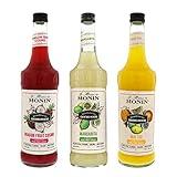 Monin - HomeCrafted Cocktail Mixers, Ready-to-Use Drink Mix, DIY Cocktail Variety Pack, Made with Real Fruit Juice, Just Add Alcohol (Mai Tai, Margarita, & Dragon Fruit Cosmo, 750 ml Each, 3-Pack)
