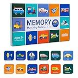 Wildkin Memory Matching Game Cards for Boys & Girls, Learning Cards Activities for Toddlers and Preschool, Educational Cards to Boost Memory, Kids Ultimate Study Companion (Transportation, 36, Tiles)