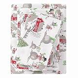 Great Bay Home Christmas Flannel Sheet Set King Size - 100% Turkish Cotton, Double-Brushed, Winter Bed Sheets - Ultra-Soft, Cozy, 4-Piece Christmas Bedding Set (Winter Wonderland)