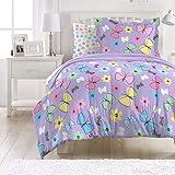 Dream Factory Sweet Butterfly Ultra Soft Microfiber Girls Comforter Set, Purple, Twin