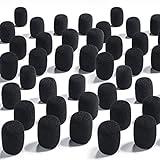 Weewooday 50 Pieces Mini Foam Microphone Windscreen Headset Mic Covers Foam Protection for Small Lapel and Lavalier Microphones(Black)