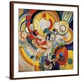 ART.COM Wall Art Print Carousel with Pigs on Brown Frame by Robert Delaunay, 29" x 29"