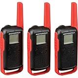 Motorola Solutions, Portable FRS, T210TP, Talkabout, Two-Way Radios, Rechargeable, 22 Channel, 20 Mile, Black W/Red, 3 Pack