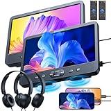 GOnavidio 10.1" Dual Car DVD Players with HDMI Input, Headphones, Mounting Brackets, DVD Player for Car Support USB/SD Card, AV in/Out, Last Memory, Play A Same or Two Movies(2 Players)