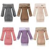 Fourluoo 6 Pcs Winter Christmas Doll Clothes 11.8 Inch Doll Sweater Outfits Sweet Doll Accessories for Christmas Birthday Gift(Grey, Dark Coffee, Light Coffee, Pink, White, Purple)