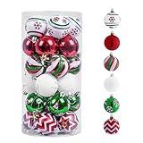 Valery Madelyn Christmas Ornaments Tree Decorations, 30ct Red Green White Shatterproof Christmas Ball Ornaments Set, 2.36 Inch Decorative Hanging Ornament Bulk for Xmas Holiday Party Decor