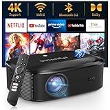 4K Projector with Wifi and Bluetooth, ELEPHAS Outdoor Movie Projector with NETFLIX/Prime Video/YouTube Built-in, 100,000+ Apps Supported, Video Projector Compatible with HDMI/USB/iOS/Android/Windows