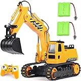 DOUBLE E Remote Control Excavator Toy 2 Batteries RC Excavators Sandbox Digger Hydraulic Construction Toys Vehicles Birthday Gift for Boys Kids 3-14 Years