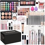 Makeup Set for Women Full Kit Includes, eyeshadow、 liquidfoundation,Loose powder,Eyebrow pencil,Lipstick Eye Pencil Makeup BrushesMakeup practice board 4-color lip gloss set